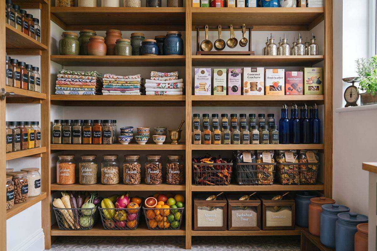 The finished pantry, labeled and sorted